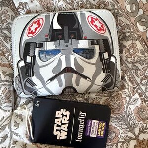 Loungefly Star Wars White Black Silver Pilot Helmet Zip Wallet